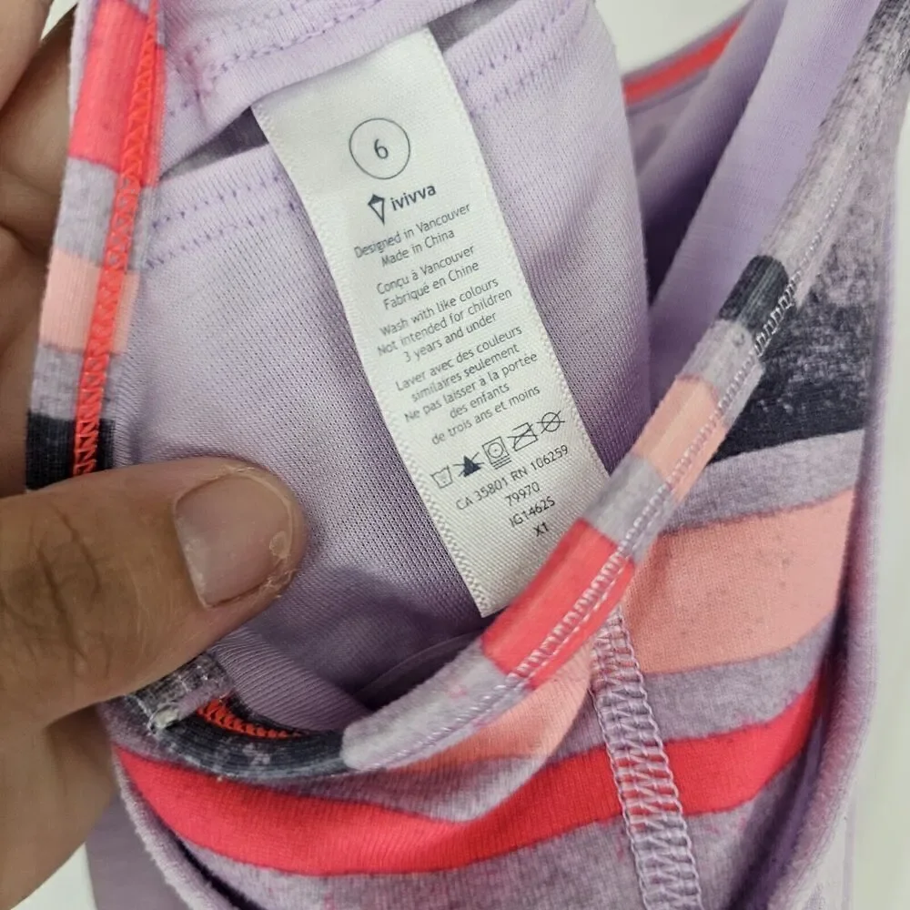 Ivivva by Lululemon Double Dutch Tank Top Size 6 Girls Lavender